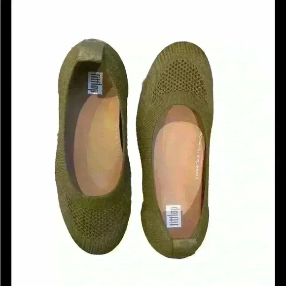 Fitflop EUC Allegro Tonal Knit Ballet Flats Shoes Green SZ 9 - Picture 1 of 6